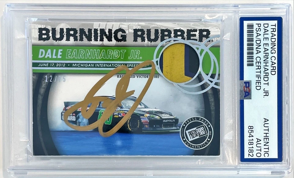 2012 Press Pass Burning Rubber Dale Earnhardt Jr Signed Auto Card 22/75 PSA/DNA - Image 1 of 1