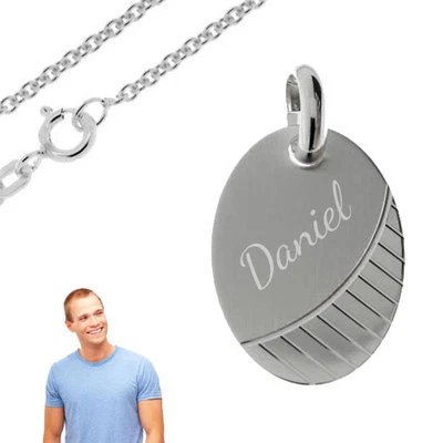 Herren Gravur Platte mit Kette -925er Sterling Silber-Inkl. Gravur -324 - Bild 1 von 4