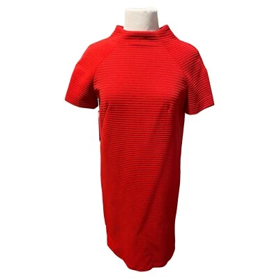 VTG 1960s Red Ribbed Pencil Dress Raglan Sleeves Talon Zipper Handmade Retro 60s - Image 1 of 4