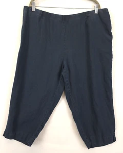 J Jill Love Linen Capri Pants Pull On Pockets Women XL Navy Causal Lagenlook - Picture 1 of 11
