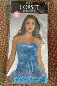 Blue Corset Costume Adult P/M Shiny Halloween Dress Up Party 1 Piece NEW - Picture 1 of 1