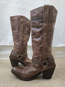 Women’s Cowboy boots. Independent boot company. Size 8 Distressed Leather NWOB - Picture 1 of 7
