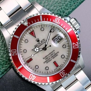 OROLOGIO ROLEX SUBMARINER DATA DA UOMO ACCIAIO QUADRANTE BIANCO INSERTO ROSSO OSTRICA 40MM 16610 - Foto 1 di 20