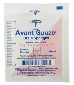 Medline Avant Gauze Sterile Drain Sponge, 2"x2", 6-Ply, Case of 70 - NON256001Z - Picture 1 of 1