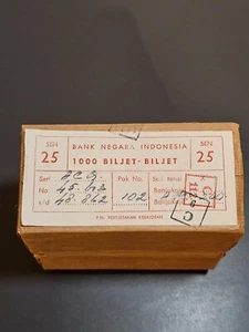 1964 Indonesia 25 Sen P-93-Bank Sealed-UNC-1,000 notes - Picture 1 of 5