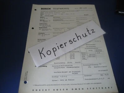 Skoda Oktavia Super Bj. 1961,  orig. Bosch Testwerte-Blatt - Bild 1 von 2