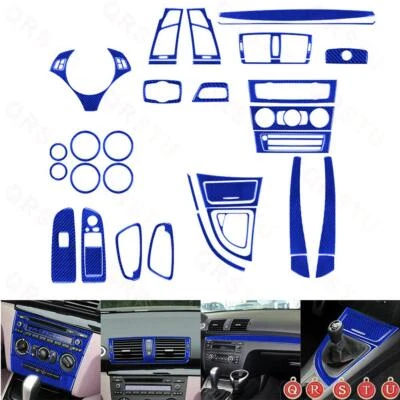 For BMW E82 E88 125i 128i 135i Blue Carbon Fiber Full Kits Interior Trim Set 39X Foto 1 de 4