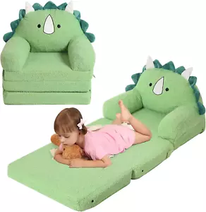 Foldable Kids Sofa, Triceratops Toddler Couch with Tri Folding Foam Cushions, Co - Picture 1 of 11