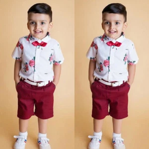 Toddler Kid Baby Boys Flower Tops T-Shirt Short Pants Outfits Clothes Summer Set - Picture 1 of 6