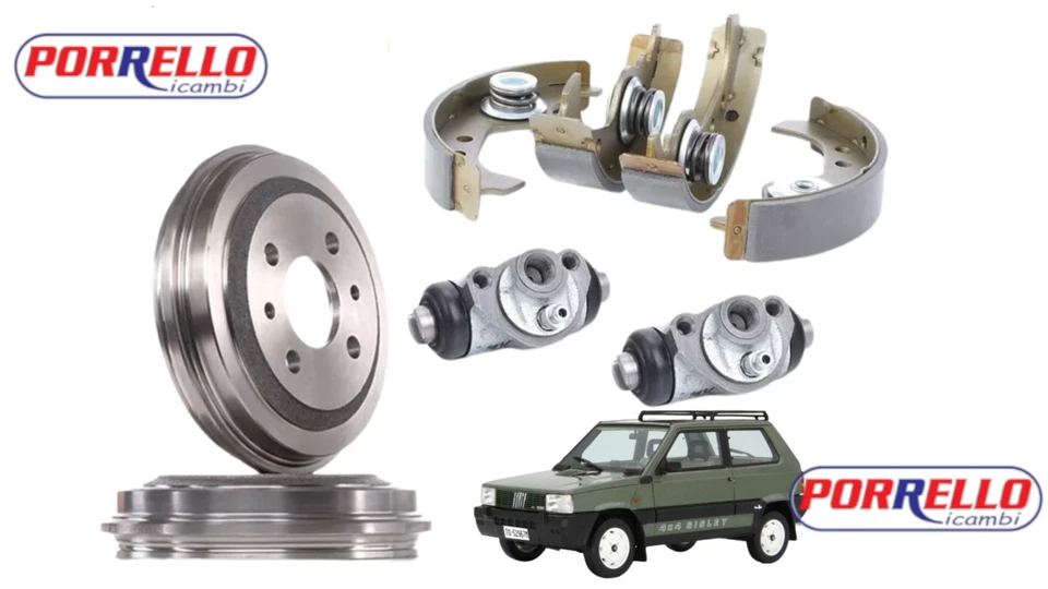 KIT FRENO POSTERIORE COMPLETO FIAT PANDA 141 GANASCE +TAMBURI + CILINDRETTI - Immagine 1 di 4