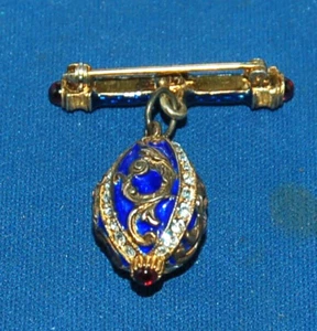 A superb Russian Imperial egg replica brooch pin, Royal blue enamel, diamante - Picture 1 of 3