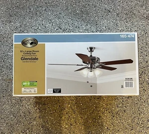 NEW 52 in. Large Room Ceiling Fan Brushed Nickel Finish - Picture 1 of 4