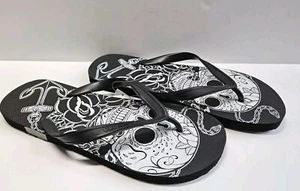 Sandalias chanclas Old Navy para hombre talla 8/9 vintage ¡Nuevas! Calavera Negra c. 2008 - Imagen 1 de 5