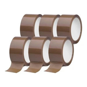 6 Rotoli Nastro adesivo da imballaggio avana, per pacchi, spedizioni 50x132 mt - Picture 1 of 5