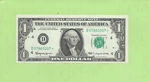 1963* ..UNCIRC $1  D 0786 0207 *  .... 1963 $1  D-*       STAR NOTE        FRN - Picture 1 of 2