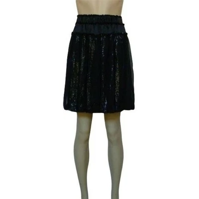 Poleci NWT Sequin Black Skirt Panel Solid Sequin Silk Short 2 - Image 1 of 3