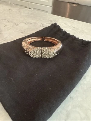 Alexis Bittar Crystal Magnetic Hinged Bangle Rose Gold Bracelet - Image 1 of 4