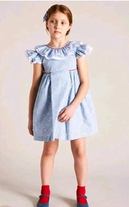Pepa London Girls Blue And White Floral Dress With Ruffles 6Y - Picture 1 of 15