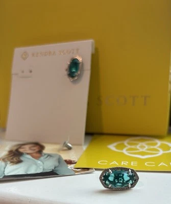全新带标签 Kendra Scott Ellie Stud 伦敦蓝色银色 — 第 1/3 张图片