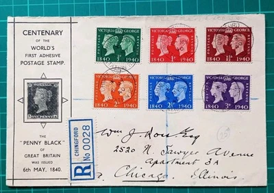 1940 Stamp Centenary 'The Penny Black of Great Britain' FDC Chingford CDS - Image 1 of 4