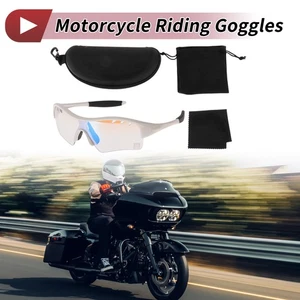 1 Juego de Gafas de Montar Motocicleta Lente Azul Claro Marco Blanco PC TPU - Imagen 1 de 6