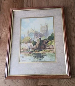 F. ROBSON " Worcester Cathedral" Old Print - Picture 1 of 5