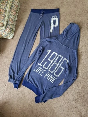 Conjunto de Pantalones Vintage Victoria's Secret ROSA Edición Limitada Slouchy Suave Azul Logo  Foto 1 de 4