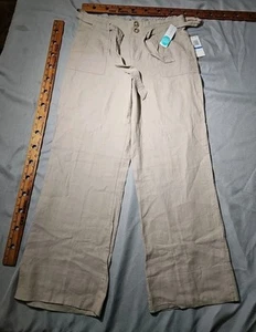 Neu mit Etikett Stitch Fix Damenhose XL beige hellbraun Leinenmischung Melanie Utility weites Bein - Bild 1 von 12