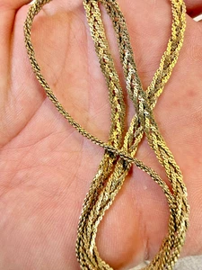 Collana Vintage 1/20 12K Oro Riempito Catena Tessuto 18” Texturizzato Intrecciato Design - Foto 1 di 6