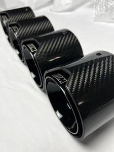 4x BMW M Performance Carbon Fibre Black Exhaust Tips for G80 G81 G82 G83 M3 M4 - Picture 1 of 9