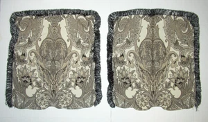 2 GORGEOUS EURO PILLOW SHAMS W/FRINGE DAMASK ZIPPERED HI QUALITY A+ - Picture 1 of 10