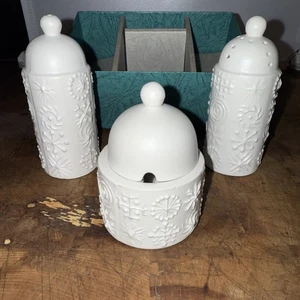 VNTG PORTMEIRION 60’s SALT/PEPPER SHAKERS w/LED NOTCHED JAR ENGLAND snowflake - Bild 1 von 4