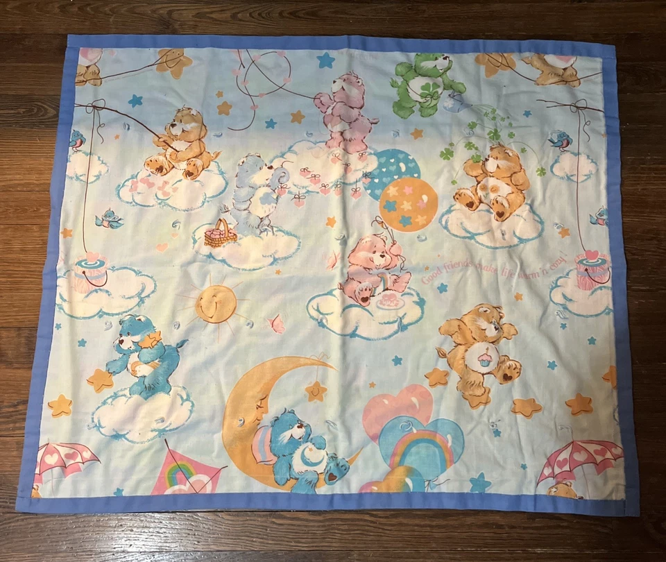 "Manta bebé vintage hecha a mano años 80 Care-a lot Care Bears 40""x32,5""" Foto 1 de 4