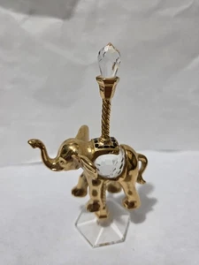 Vintage Austrian Star Collection 22k Gold 32% Crystal Carousel Elephant 4"×2" - Picture 1 of 9