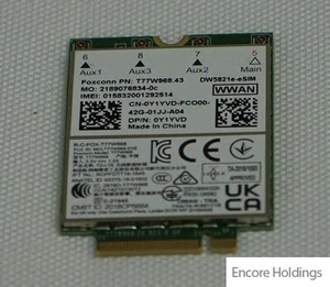 Dell (Foxconn T77W968.43) 4G LTE Wireless Card - GNSS - DW5821E-ESIM - Y1YVD - Picture 1 of 1