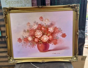 Vintage Robert Cox Blumen Ölgemälde auf Leinwand 18 x 24  - Bild 1 von 9