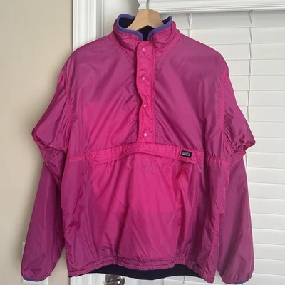 Vtg 90s Patagonia Reversible Glissade Fleece Jacket Mens S Pink Navy USA MADE - Image 1 of 4