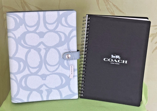 COACH QUADERNO ALLENATORE SCHIZZO FIRMA TELA:NUOVO CON ETICHETTE CBI51 BLU GHIACCIO
