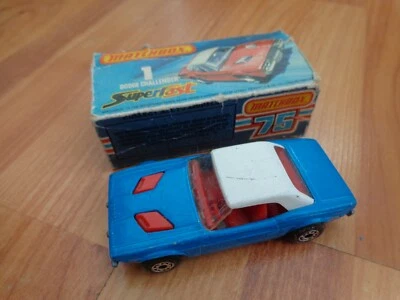 VINTAGE MATCHBOX LESNEY SUPERFAST NO.1 BLUE DODGE CHALLENGER BOXED EXCELLENT - Image 1 of 3