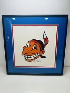 "CHIEF WAHOO" WALTER GOLDBACH Signed-Framed INDIANS LITHOGRAPH #982/1948 - Picture 1 of 12