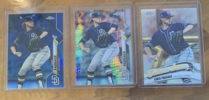 2020 Topps Chrome #39 Chris Paddack Blue Refractor /150 + Prism + Future Star