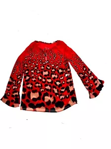 Blusa JustCavalli Jaguar Estampado Rojo Seda IT40 - Imagen 1 de 5
