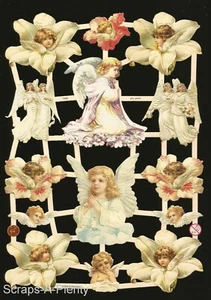 German Vintage Style Scrap Die Cut - Flower Angel Easter Christmas EF7348 - Picture 1 of 1