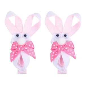 Pink Bunny Hair Bows Kids Girls Easter Hair Clips Lovely Rabbit Hair Accessor... - Picture 1 of 6