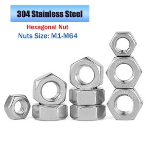 Hex Full Nuts 2A Stainless Steel M1 M1.2 M1.4 M1.6 M2 M2.5 M2.6 M3 M3.5 To M64 - Picture 1 of 37