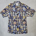 Disney Men’s Mickey Donald Duck Hawaiian Tiki Surf Shirt Size S Button Down 