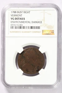 1788 Bust Right Vermont - NGC VG Details - Picture 1 of 4