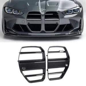 2PCS Dry Real Carbon Fiber Grille Vent Trims For BMW G80 M3 G82 G83 M4 21-24 ST - Bild 1 von 10