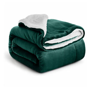 Large Sherpa Fleece Blanket Queen Size Super Soft Mink Reversible Sofa Bed Throw
