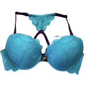 Intimo Lace Bra Sz 12D Green Lace With Purple Trim NWT Underwire - Picture 1 of 7